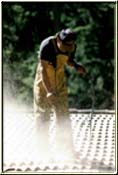 Tile Roof Being Cleaned